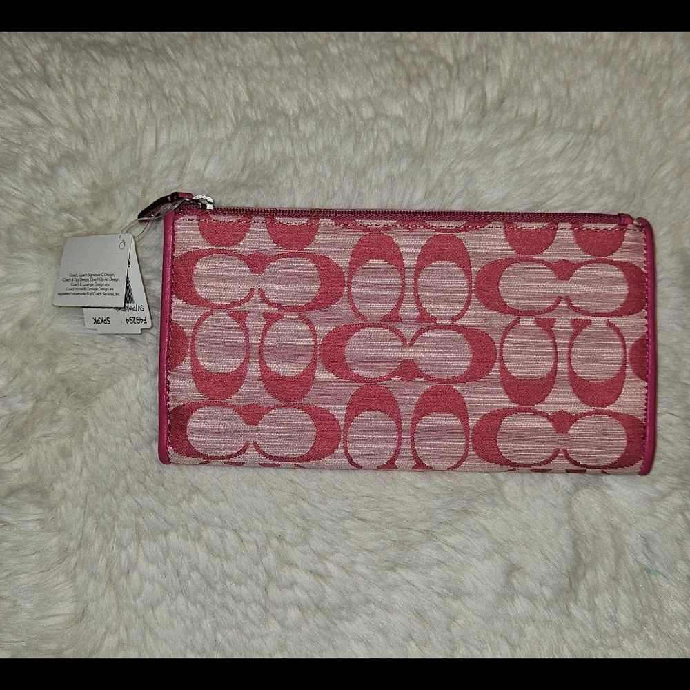 Coach Monogram Signature Pink Wallet. NWT - Picture 2 of 7